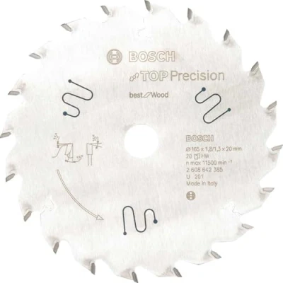 Imagen de Bosch 2 608 642 385 Hoja de sierra circular Top Precision Best for Wood 165 x 20 1,8 mm, (pack 1)