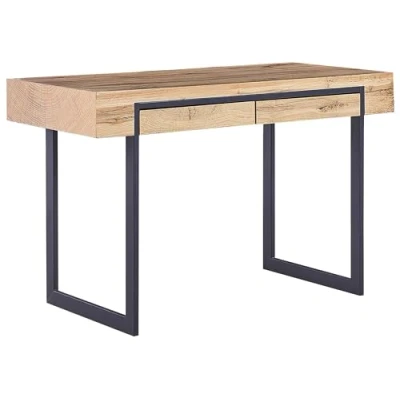 Imagen de Escritorio de MDF madera clara negro estructura metal 120 x 55 cm cajones almacenaje oficina en casa Vida