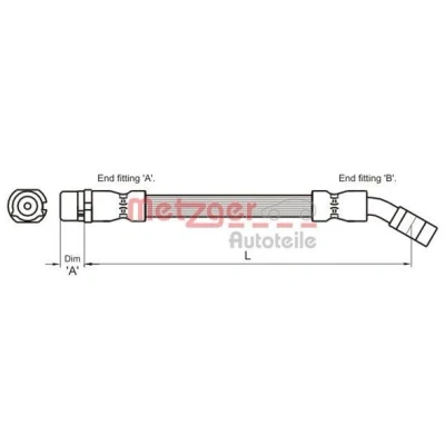 Imagen de METZGER 4112834 Latiguillos de Freno 300 OPEL: Combo C Tour, Tigra Twintop, Corsa Hatchback