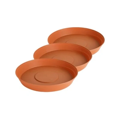 Imagen de Garronda Platos para Macetas de Plástico Redondos GD 0023 (3 Piezas Terracotta, ⌀ 34cm H 5cm)