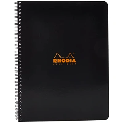 Imagen de RHODIA 193009C Cahier à Spirale (Reliure Intégrale) Notebook Noir A4+ Petits Carreaux 160 pages Détachables Papier Clairefontaine Blanc 80 g/m² Couverture Souple et Résistante Classic