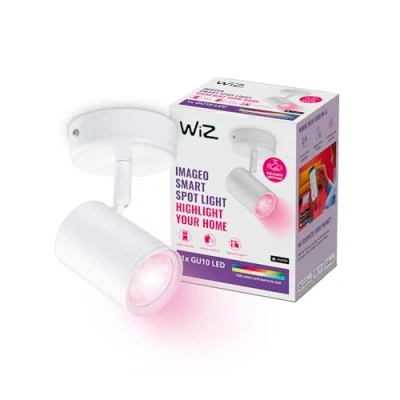 Imagen de WiZ Lámpara inteligente Imageo, Foco LED Inteligente, Luz Blanca y de Colores, con tecnología SpaceSense compatible Alexa Google Home, Color Blanco [Clase eficiencia energética G]