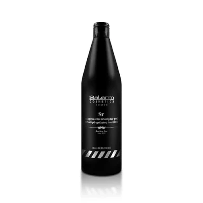 Imagen de SALERM Gel y Champú 2 en 1 Stop To Relax Homme Barber Line 1000 ml para Todo Tipo de Cabellos Pieles Frescor Aroma Relajante Uso Diario Limpieza Suave