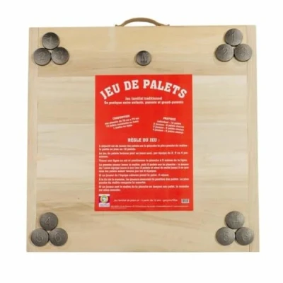 Imagen de Mecabois Jeu de Palet Complet 12 plates a lancer et planche en bois (Jeu Breton)