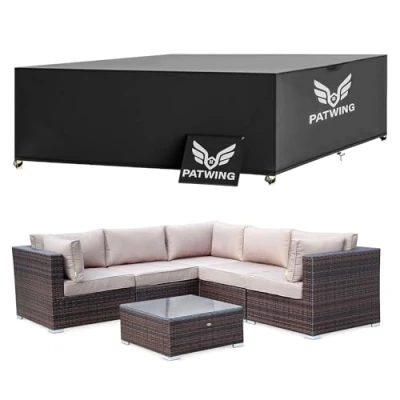 Imagen de PATWING Funda Muebles Exterior Impermeable,600D Oxford Mesa Jardin Impermeable,Resistente Al Viento Los Rayos Anti UV Antipolvo Protectora (213*132*72cm)