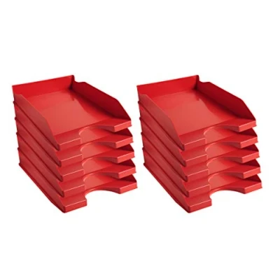 Imagen de Exacompta 123107D Ecotray lote de 10 bandejas correo Office, color rojo