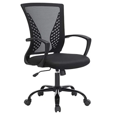 Imagen de SONGMICS, Silla Giratoria, Regulable en Altura, Función de Inclinación, Respaldo y Asiento Malla Transpirable, para Estudio Oficina, Carga Máx. 120 kg, Negro OBN22BK, 58 x 60,5 (96 104) cm