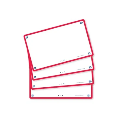 Imagen de Oxford Flash 2.0 80 fichas Bristol Cards 7,5 x 12,5 cm, fondo blanco liso, marco rojo