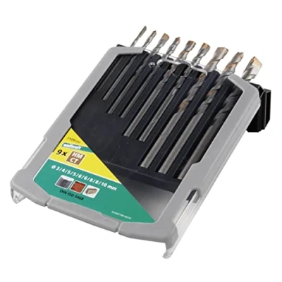 Imagen de wolfcraft Juego de brocas Para hormigón con filo carburo tungsteno, Ø 310 mm, 9 piezas I 7109000 taladrar hormigón, piedra artificial y natural