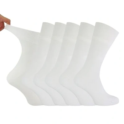 Imagen de IOMI 6 pares hombre sin elasticos diabeticos calcetines para la circulacion (39 45 eur, White)