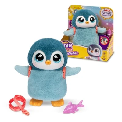Imagen de Little Live Pets My Pet Penguin, Waddles el Pingüino Mascota de Juguete, 25 Sonidos y Reacciones, Muñeco Felpa Interactivo, Mueve Sus Alitas Canta después Comer, +4 años, Famosa (LP600000)