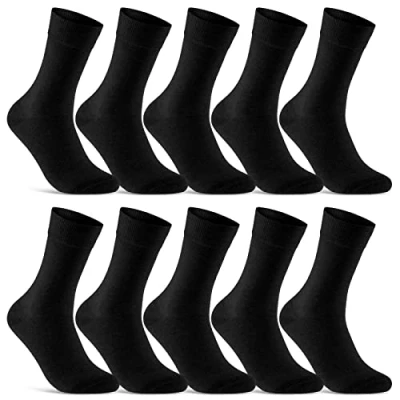Imagen de sockenkauf24 Calcetines Clásicos Hombre Mujer 10 Pares Algodón Transpirables Comodos (Negro 39 42)
