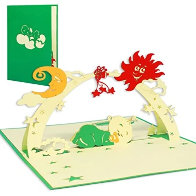 Imagen de tarjetas de felicitación Lin Pop Up 3d Nacimiento bebés, Baby en Dormir niña niño