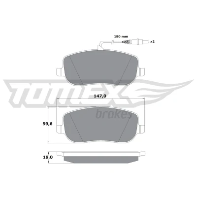 Imagen de TOMEX brakes TX 13 34 Juego de pastillas freno Eje delantero con contacto avisador desgaste PEUGEOT: 807, Expert I Furgón, I, CITROËN: C8
