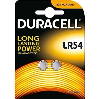 Imagen de Duracell LR54 batería no recargable Alcalino 1,5 V Pilas (Alcalino, Botón/moneda, V, 2 pieza(s), Plata, 3 mm)