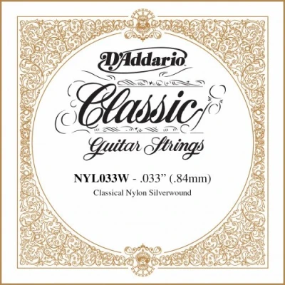 Imagen de D&#039;Addario NYL033W, cuerda individual de cobre recubierta en plata para guitarra clásica, .033