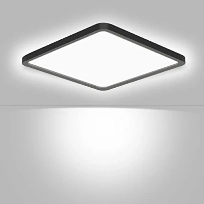 Imagen de Ouyulong Lampara Led Techo 24W, Plafón Baño Negro IP44,Lampara Pasillo 5000K, 2600LM, 23CM, Luz de para Cocina Dormitorio Balcón Salon