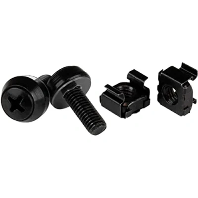 Imagen de StarTech.com Paquete de 100 Tornillos y Tuercas Enjauladas Cage Nuts M6x12mm para Armarios Rack Negro