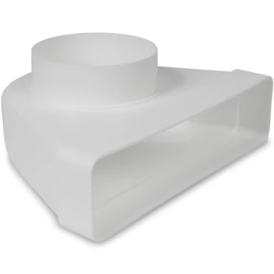 Imagen de Repa Market 90 Grados 220 x 55 mm a Ø100 rectangular conector de canal plano para conexión tubo redondo clima, ventilación, calefacción, refrigeración.