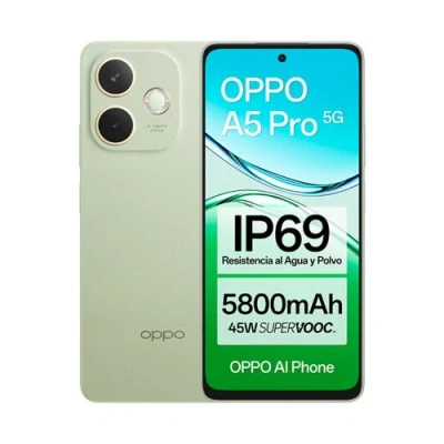 Imagen de OPPO A5 Pro 5G Smartphone Libre con IA, 8GB RAM + 256GB, Pantalla 6.67&quot; 120Hz, Cámara 50MP, Batería 5800, Carga Rápida 45W, Versión Española, Funda incluida Verde
