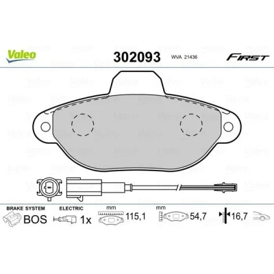 Imagen de VALEO 302093 Juego de pastillas freno Eje delantero con contacto avisador desgaste sin chapa antichirridos FIAT: 500 Hatchback