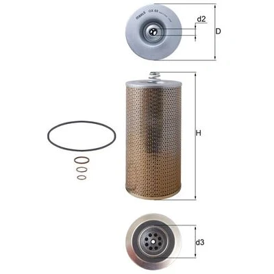 Imagen de MAHLE ORIGINAL OX 69D Filtro de aceite Cartucho filtrante MERCEDES BENZ: ACTROS MP4, ATEGO, AROCS, SCANIA: P,G,R,T series, 4 L,P,G,R