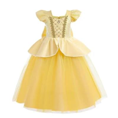 Imagen de Lito Angels Vestido Disfraz Princesa Belle la Bella y Bestia Fiesta Cumpleaños Carnaval para Niñas Pequeñas Talla 4 5 Años, Amarillo (Número de etiqueta 120)