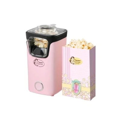Imagen de Bestron Palomitero, Turbo palomitas en menos de 2 minutos, con tecnología aire caliente, incluye 10 bolsas y taza medidora integrada, colección Sweet Dreams, Color: Rosa