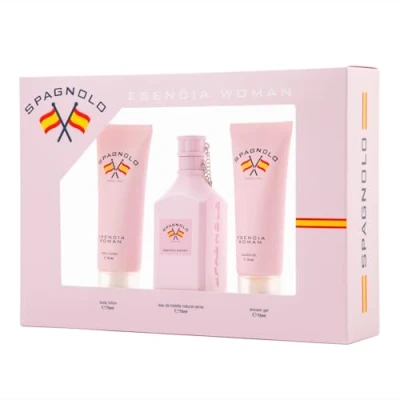 Imagen de SPAGNOLO Esencia Woman, Estuche de Regalo Mujer Colonia 75 ml + Gel Baño Crema Corporal ml, Eau Toilette Natural y Femenina, Aroma Floral Afrutado, Fragancia Fresca Duradera