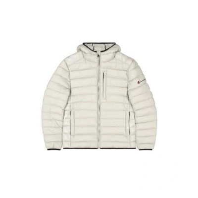 Imagen de Champion Legacy Outdoor (220340) WR Light Nylon Cirè 35gr Small Script Logo Hooded Chaqueta, Blanco (ES057), M para Hombre