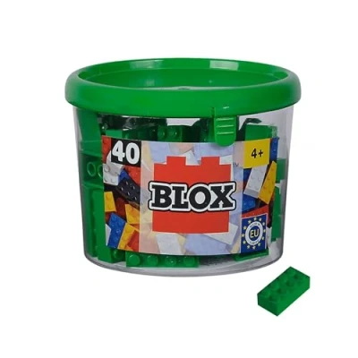 Imagen de Simba Blox 104114537 Blox, 40 Bloques de construcción Verdes para niños a Partir 3 años, 8 Piedras, en Lata, Totalmente Compatible con Muchos Otros Fabricantes