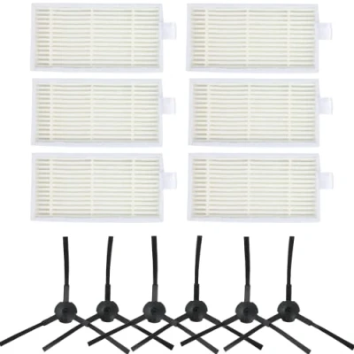 Imagen de Kit de recambios para Robotic Aspiradoras ILIFE V3s V5 V5s Pro 6 Filtros Hepa + Cepillos Laterales (Izquierdo Derecho), Accesorios, 12 pzs