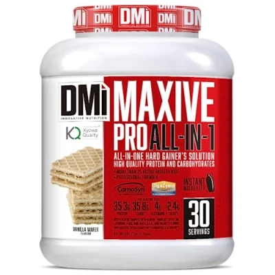 Imagen de DMI MAXIVE PRO ALL IN ONE Hard Gainer’s Solution More Than 25 Active Ingredients Proteínas Alto Valor Biológico y Carbohidratos, con más de Ingredientes Activos Sabor Vanilla