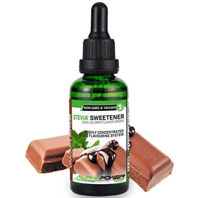 Imagen de ALPHA POWER FOOD®: Stevia líquida natural Gotas de crema chocolate, Edulcorante natural, sustituto del azúcar con sabor sin &amp; calorías