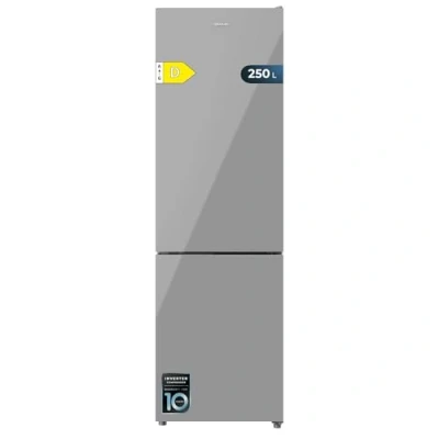 Imagen de Cecotec Frigorífico Combi Bolero CoolMarket 250 Grey Glass D. Compresor Inverter Plus, Cristal Gris 180X55Cm, 250L, No Frost, Clase D, Multi Air Flow, Fast Cooling Y Cajón Humidity Box