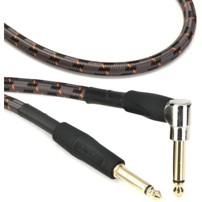 Imagen de Cable de patch/pedal la serie Gold Roland — Conectores 1/4 pulgada recto y en ángulo recto, 1,5.m longitud RIC G5A, negro