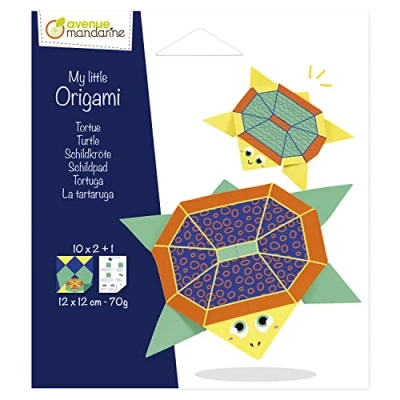 Imagen de Clairefontaine ES AVENUE MANDARINE Una bolsa My little Origami Kit de iniciación en 20 hojas 12 x cm 70 g con modelo plegado incluido OR515C, tortuga