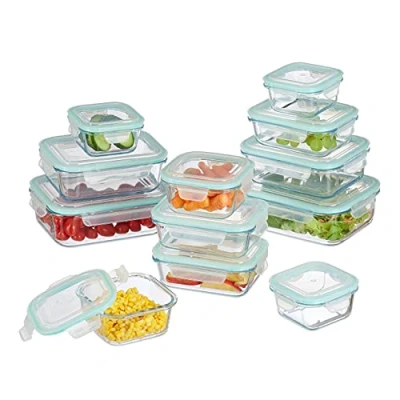 Imagen de Relaxdays Fiambreras de Cristal, con Tapa, Sin BPA, Ignífugas, Cinco tamaños, Rectangulares, 1 Set, Transparente, Vidrio