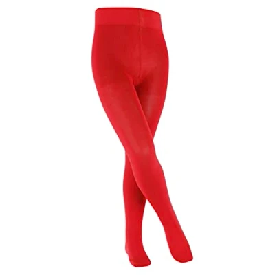 Imagen de FALKE Family K TI algodón sostenible gruesa unicolor 1 pieza, Pantimedias Unisex niños, Rojo (Fire 8150) nuevo ecológico, 80 92