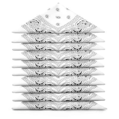 Imagen de Karl Loven EL BANDANA Lote de bandanas 100% Algodon primera calidad Paisley Panuelo Cabeza Cuello Bufanda Juego 10 Blanco