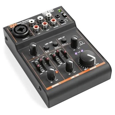 Imagen de Power Dynamics PDM D301 mixer de 3 canales, 1 canal estereo y micrófono, mesa mezclas con USB para Pc interface audio integrada, ecualizador 2 bandas, alimentación phantom
