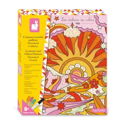 Imagen de JANOD Contornos y Dibujos con Purpurina Dreamland Manualidades Creativas 6 Cuadros para Crear 3 Minibolis 1 Rotulador Actividad Manual Niños A Partir de Años J07727