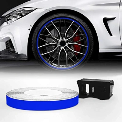 Imagen de 4R Quattroerre.it 10345 Wheel Trim Tiras Adhesivas Reflectantes con Aplicador para Llantas de Coche, Azul, 7 mm x 6 MT