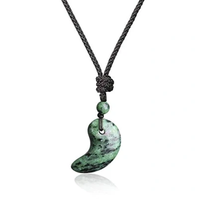 Imagen de COAI Collar Ajustable con Colgante Magatama de Piedra Natural Rubi Zoisite