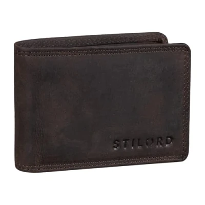 Imagen de STILORD &#039;Jay&#039; Monedero Hombre Pequeño RFID en Cuero Genuino Cartera Mini NFC Bloqueo Clásicas Portamonedas Billetera Portatarjetas de Piel Auténtica, Color:marrón Oscuro