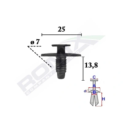 Imagen de Perno de tapicería ROMIX ROM C70571