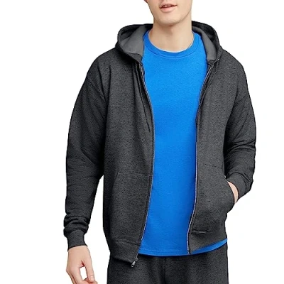 Imagen de Hanes up, Ecosmart Fleece Full Zip Hoodie for Men, Hooded Sweatshirt Sudadera con Capucha, Gris, M para Hombre