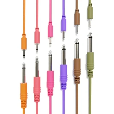Imagen de ExcelValley 6B Pack Cables de Conexión Mono TS 3,5mm 1/8&quot; a 6,35mm 1/4&quot; Eurorack Sintetizador CV Gate [150cm 59&quot;]