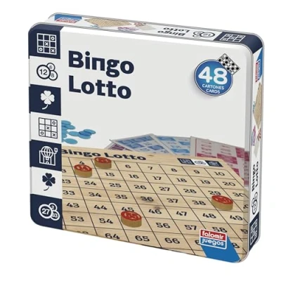 Imagen de Falomir Bingo Lotto Familiar Emoción y Azar para Todas Las Edades Caja de Lata Desde 2 Jugadores (Edad 6+)