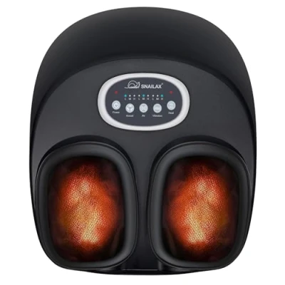 Imagen de SNAILAX masajeador de pies con calor, shiatsu para fascitis plantar y neuropatía, alivio del dolor, amasar, compresión, calentador calentado, masajeador, Regalos